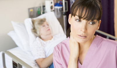 A nurse under pressure at work