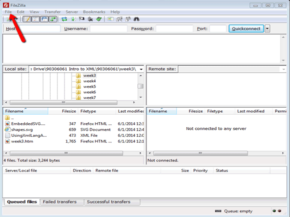 configure filezilla ftp client