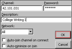 mirc credentials window