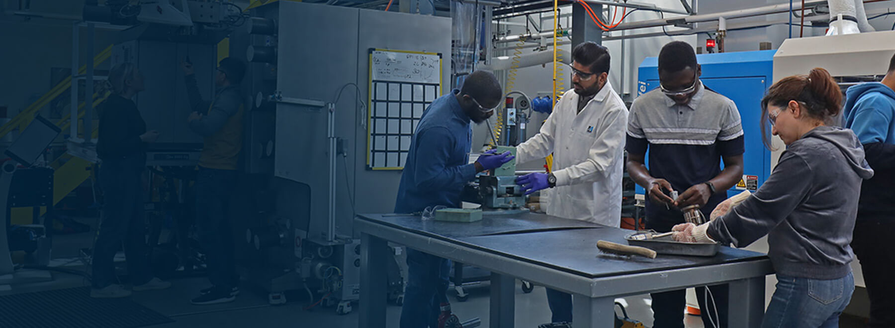Plastics seminars students in a lab