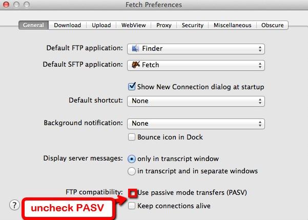 screenshot of Fetch Preferences.